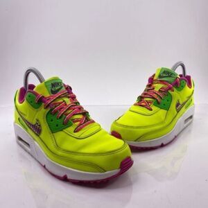 Nike Air Max 90 Leather GS Youth Size 5 Yellow Green Athletic Shoes CW5795-700